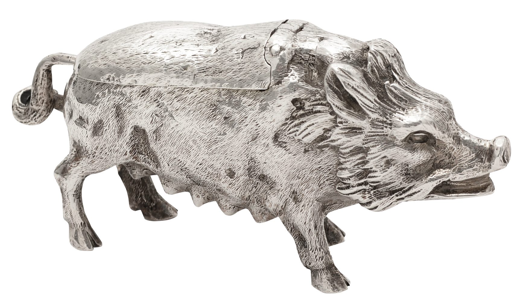 Wild boar silver mustard pot