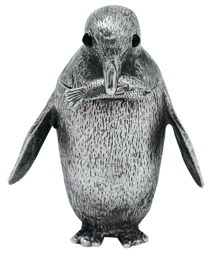 Silver penguin mustard pot
