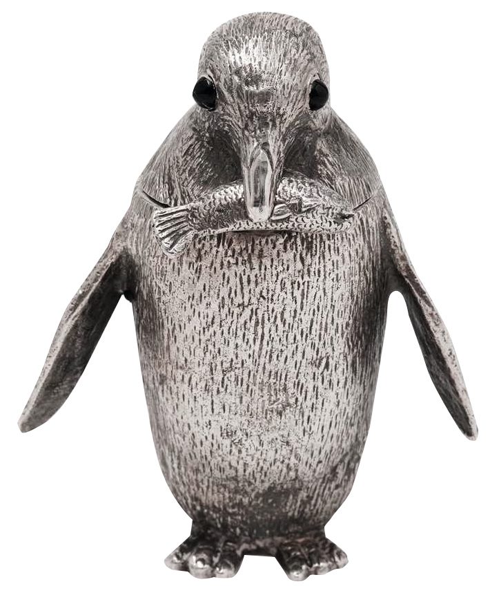 Silver penguin mustard pot