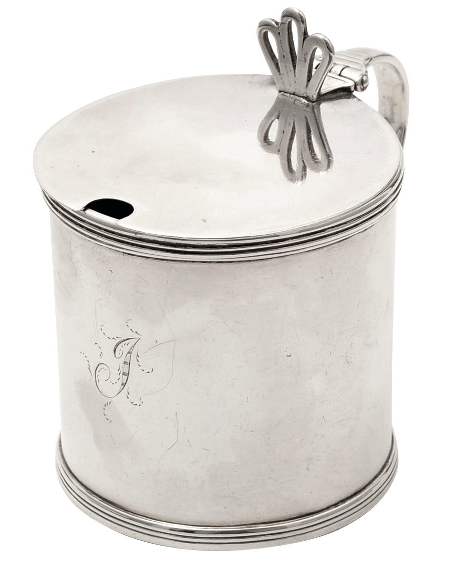 Silver provincial mustard pot
