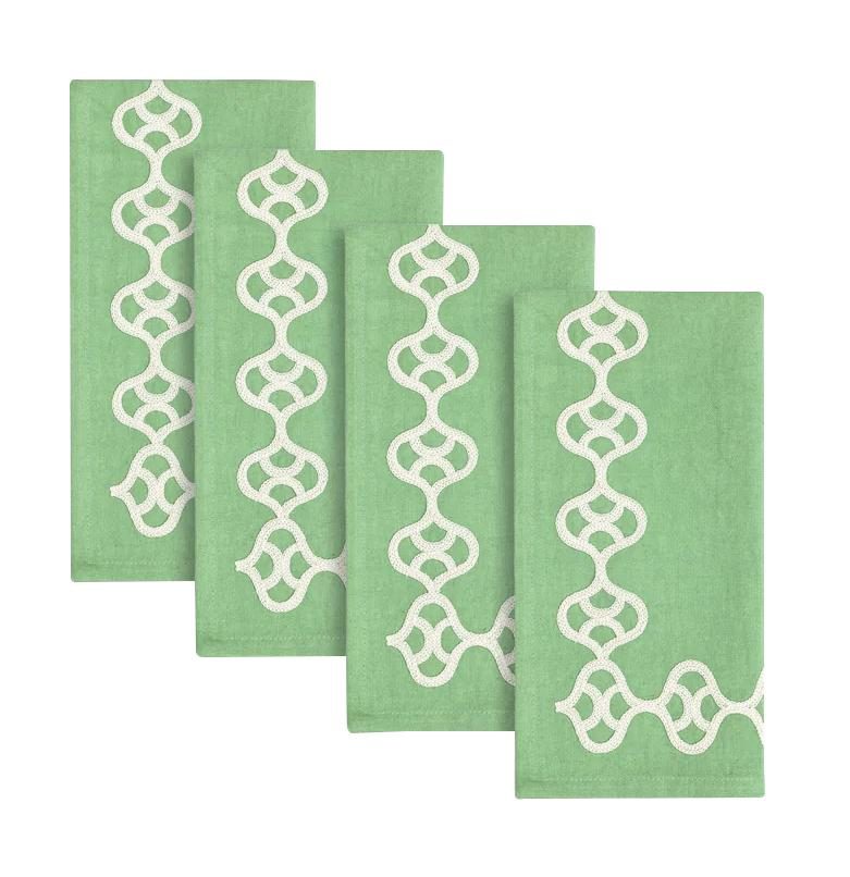 Set of four green napkins