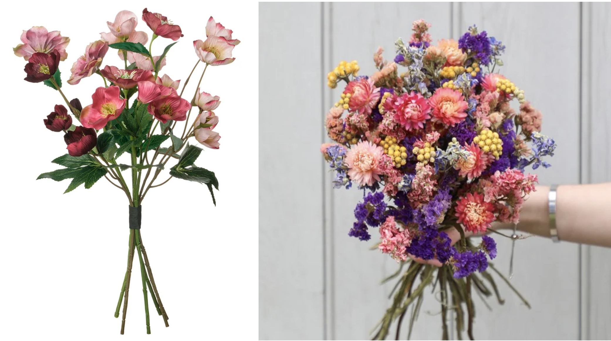 Plastic flowers can make a room look cheap – use dried flowers instead