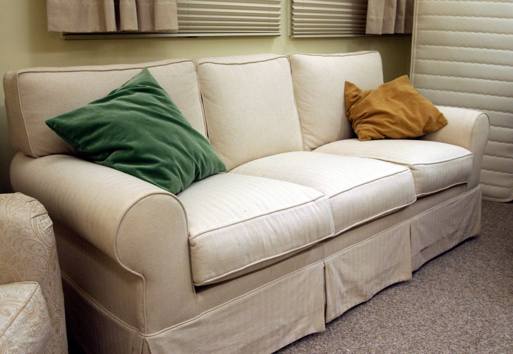 Old beige sofa