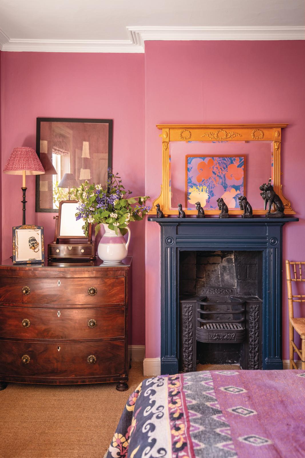 Jenny Cook Suffolk Georgian house guest bedroom fireplace