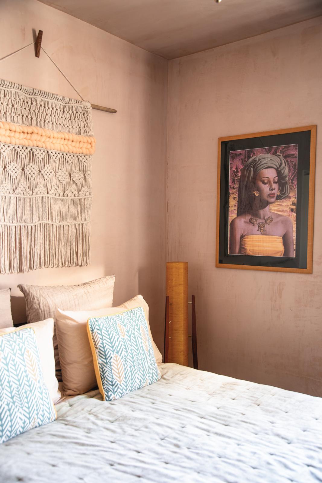 Macrame on the wall in the bedroom