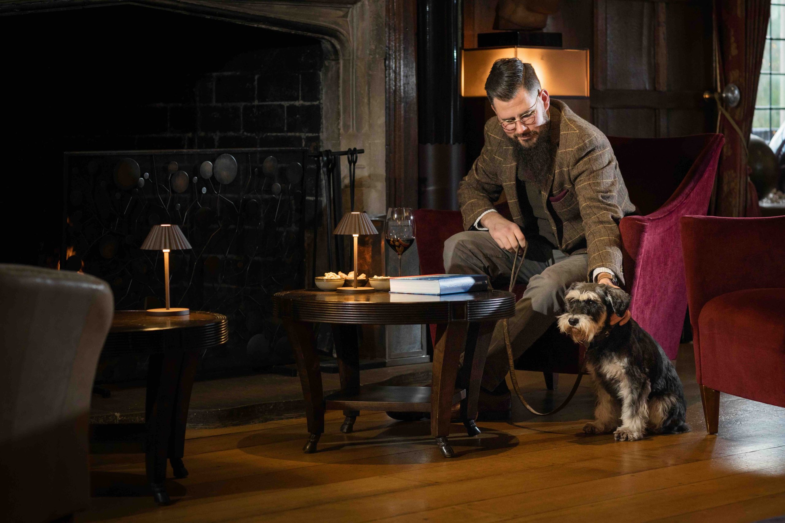 Man and dog at Whatley Manor